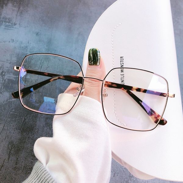 

ins tide net red glasses square frame glasses frame plate plug leg 98505, Silver