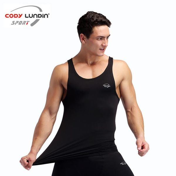

cody lundin summer men sleeveless stringer tank basketball football male cusual slim fit run sport vests shirts 3 colors, Black;blue