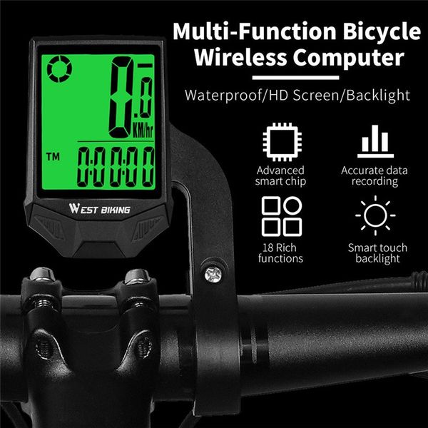 

ol9a5 west biking wireless large bicycle bicyclescreen bicycle screen code meter english waterproof luminous anti-interference speedometer s