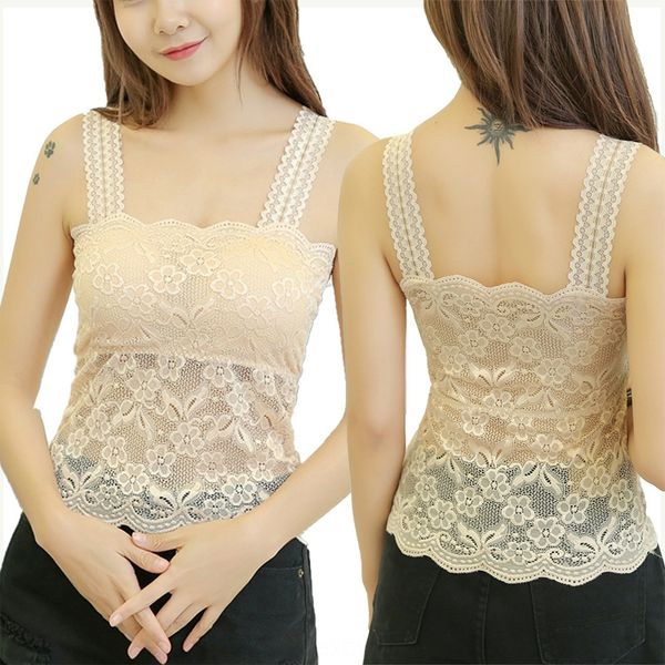 

tjj6b women's sling breast plaste vest lace backless beautiful korean slim sling shoulder strap plastering chest shoulder strap chest w, Camo