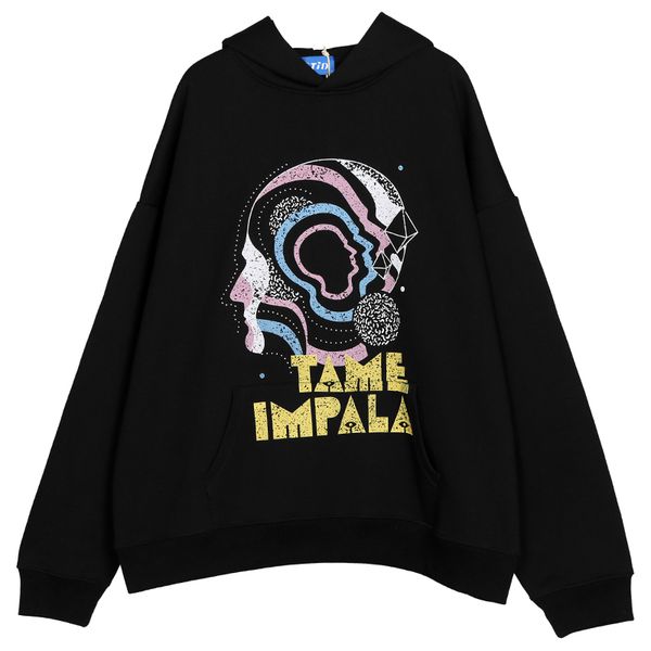

men hip hop winter fleece pullover hoodies oversized brain print harajuku streetwear autumn warm cotton loose hooded sweatshirts, Black