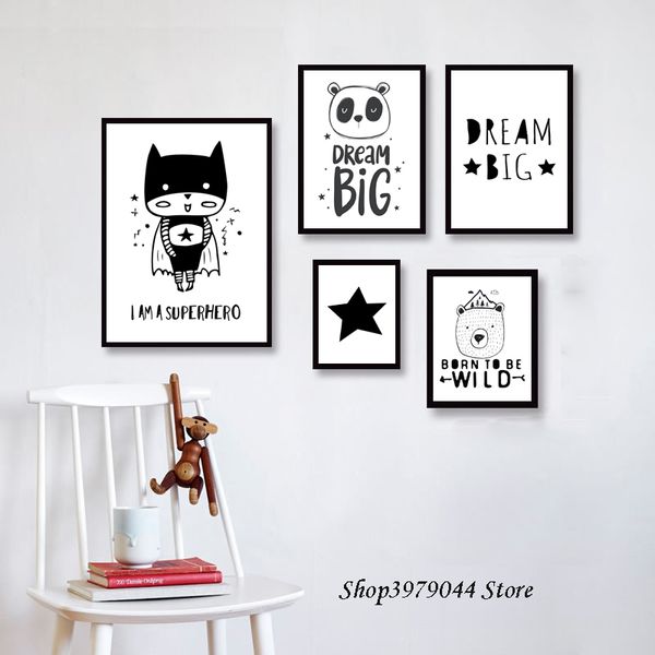 

cartoon superhero quotes comic canvas art picture tribe animal painting bear nursery print decorative poster boy kids room decor