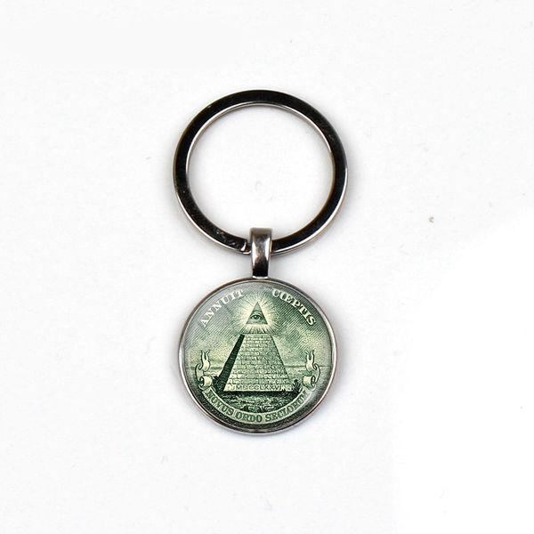

vintage all see eye keychain handmade men's gifts providence jewelry pyramid pendant bag charm car keychain women's accessories, Silver