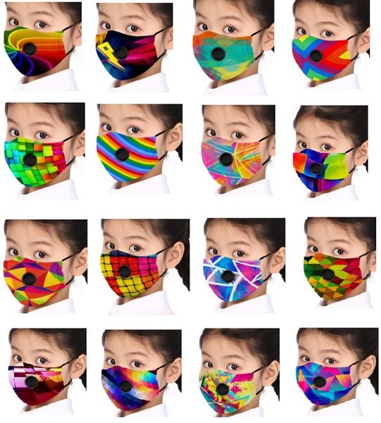 

children cartoon mask printed designer mask with breathable valve dustproof smong protective mask for rainbow festival 7 styles hh9-3137
