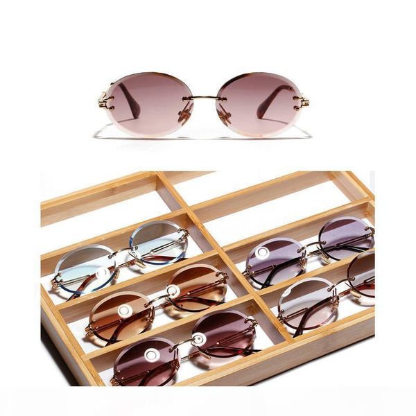 

e diamond cut retro oval sunglasses women crystal textured glasses no borders jwdr35628, White;black