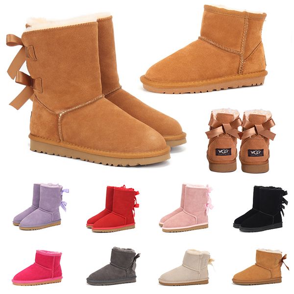 

snow boots for woman australian ankle knee high lady girls 2020 new designer luxury fur platform snow winter shoes womens trainers sneakers, Black
