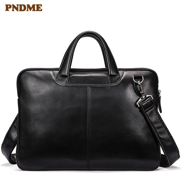 

fashion casual genuine leather men women's briefcase business natural real cowhide handbag simple lapshoulder messenger bag