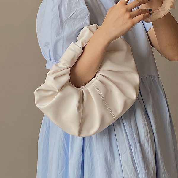 

women bag pu ruched flap 2020 new korean ladylike solid shoulder bags purse for teenage girls luxury handbags designer morigirl