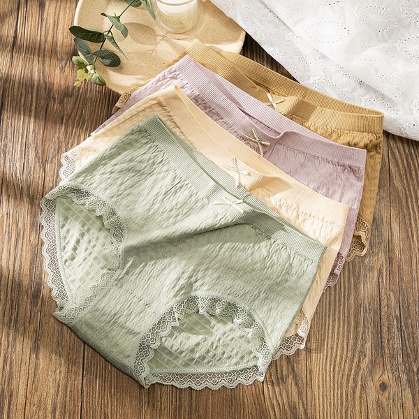 

j1ozy seamless modal underwear women's mid-waist cotton antibacterial plastic student korean style large size underwear shorts and shor, Black;white