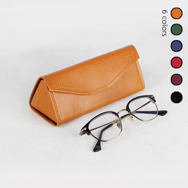 

2020 new multi-color made of pure leather foldable ancient small case glasses case japanese glasses bag, Blue