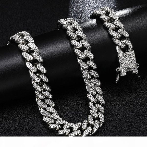 

cz jewelry men necklace 18inch 20inch 22inch 24inch 30inch iced out rhinestone gold silver miami cuban link chain men hiphop necklace