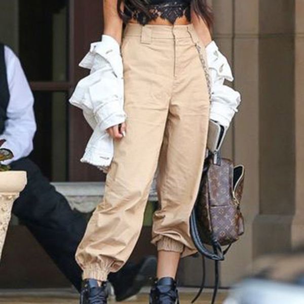 

women army green 2020 fashion pants high waist trousers joggers women pants long female trousers, Black;white