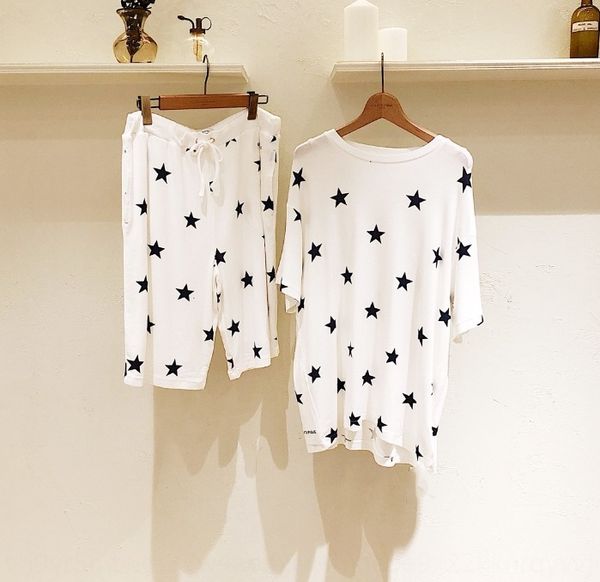 

summer couple men's summer and pajamas shorts modal star five-pointed star short-sleeved shorts pajamas, Blue;red