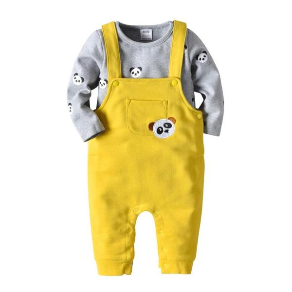 

vtom baby fashion sets baby kids suit boys clothes long-sleeved + suspenders pants 2pcs children clothes xn67, White