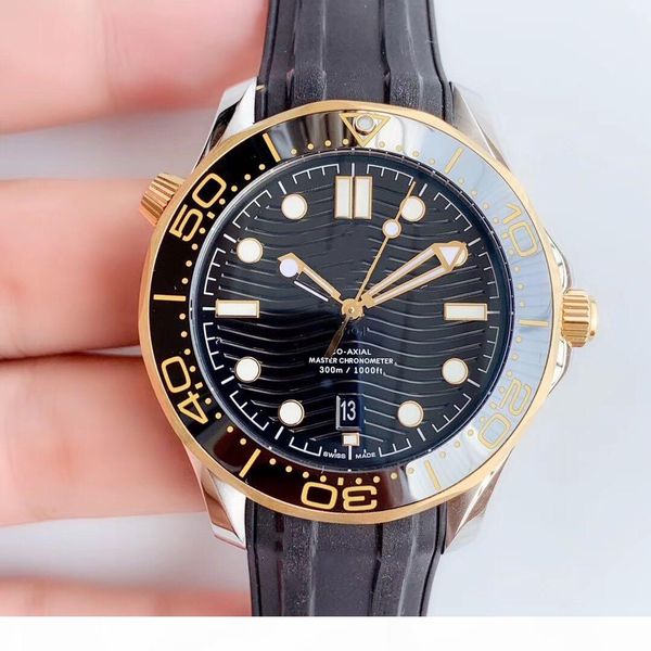 

2020 vs production size 42mm ceramic dial super swiss import blue green luminous resistant sapphire baked steel blue pointer, Slivery;brown