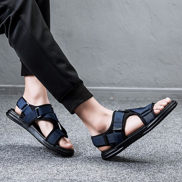 

sandal sandles casual sandalhas on sandals sport size 44 slip sandalen waterproof big samool flat footwear shoes luxury mens in, Black