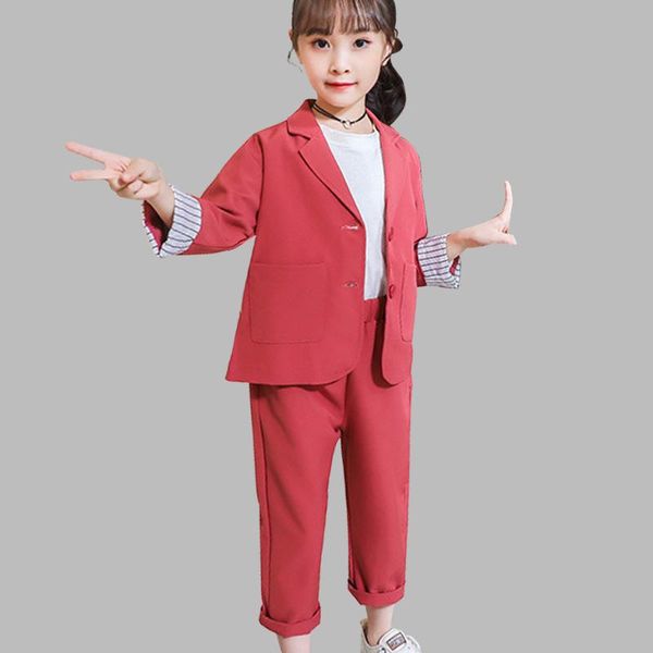 

teen girls clothing patchwork suit for girls fashion blazers kids outfits in school casual winter children's suit new yea, White