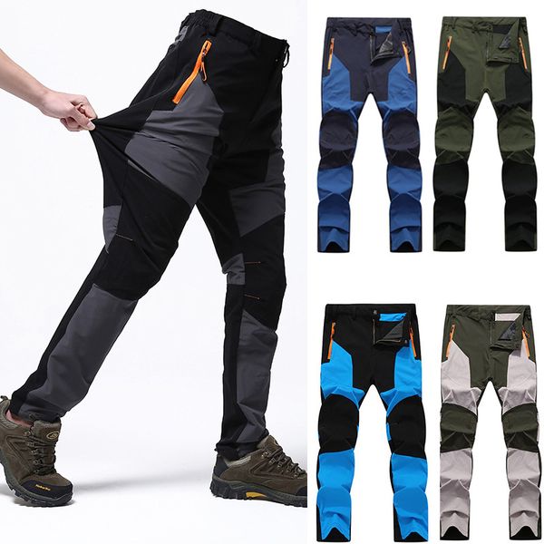 

outdoor men trekking hiking pants quick dry thin elastic camping fishing mountain climbing cycling tactical trousers sports pant, Black;green