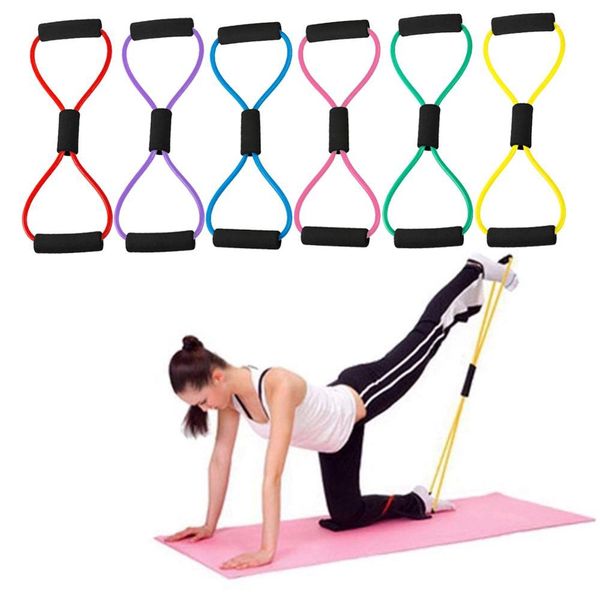 

8 shaped resistance training muscle elastic band tube weight control fitness exercise women pull rope red yoga pilates fitness