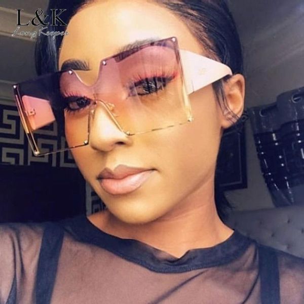 

fashion square sunglasses women brand oversized gradient glasses vintage rimless one piece sun glasses for female men, White;black