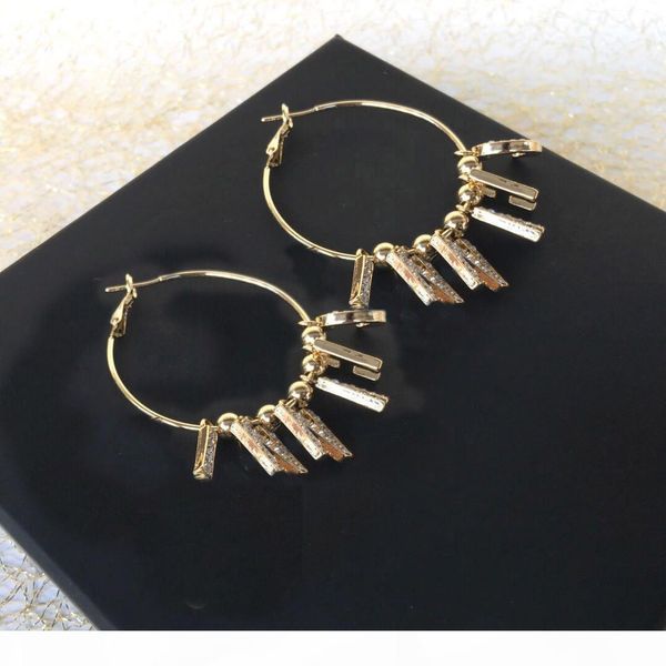 

have stamps fashion letter hoop diamond double stud earrings aretes orecchini for women party wedding lovers gift jewelry for bride with box, Silver