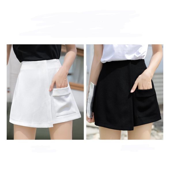 

2020 summer new irregular shorts skirt female trendy personality big pocket high waist slim slim skirt, Black