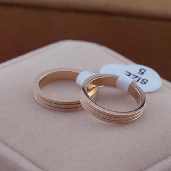 

frosted couple 14k rose gold titanium ring wedding ring gift, Golden;silver