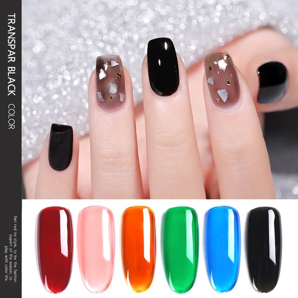 

new 7ml translucent black glass gel nail polish glaze enamel lacquer varnish uv led soak off nails art manicure design candy diy, Red;pink