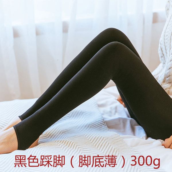 

velvet thickening warm women plus velvet winter leggings ankle length keep warm solid pants high waist solid large size women leggings, Black