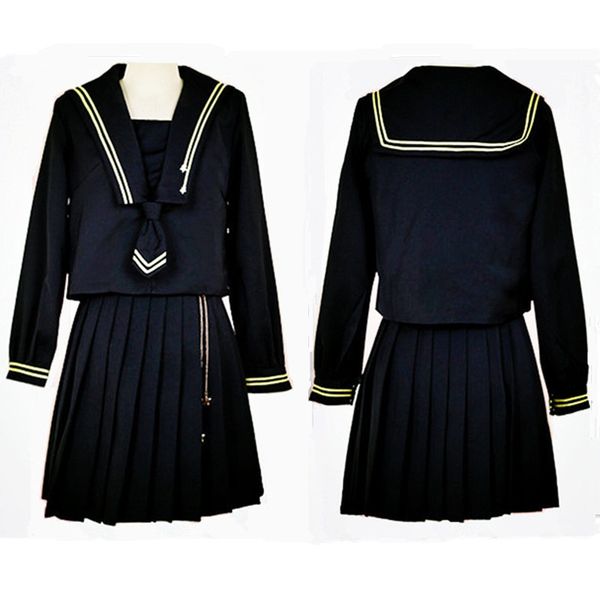 

lady school uniform girls long sleeve embroidery collegue suit skirt tie uniform pleated sailor wear jk d-0190, White