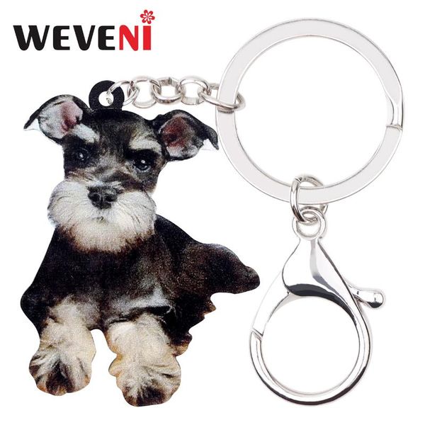 

weveni acrylic cute schnauzer dog key chains keychains rings animal jewelry for women girls bag wallet pendant charms wholesale, Silver
