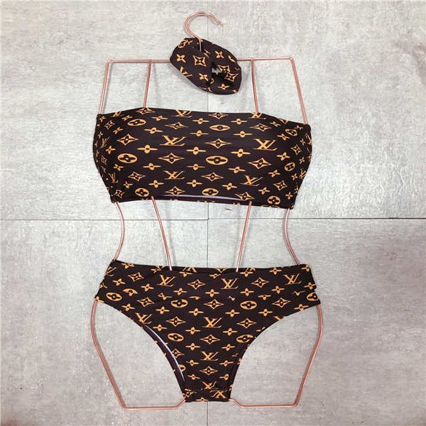 

2020 designer bikini one-piece suits padded push up women swimwear outdoor beach swimming bandage vacation must swimsuit, Black;white