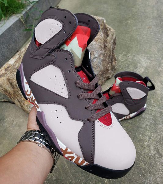 

2020 authentic patta x 7 og sp mens basketball shoes authentic shimmer 7s tough red-velvet brown crimson sports sneakers, Black