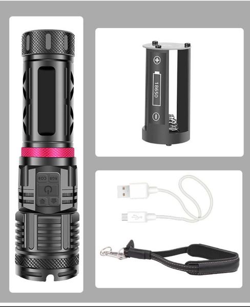 

zoomable led xhp90 cob powerful torch lamp 2500 lumens glare adjustable lantern waterproof light 2020new