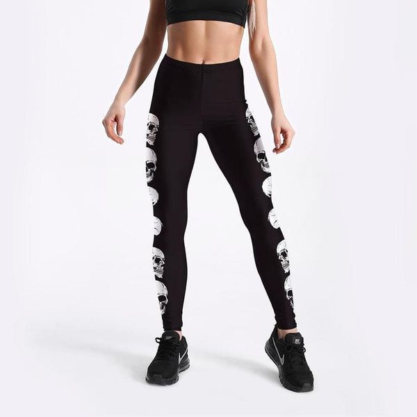 

new ale high women black skull evil print leggings no transparent exercise fitness leggings push up