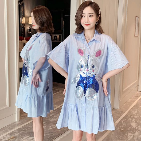 

одежда для беременной 2020 нового стиля корейского стиля большого размера блесток цветка наклейка уход платье лето, White