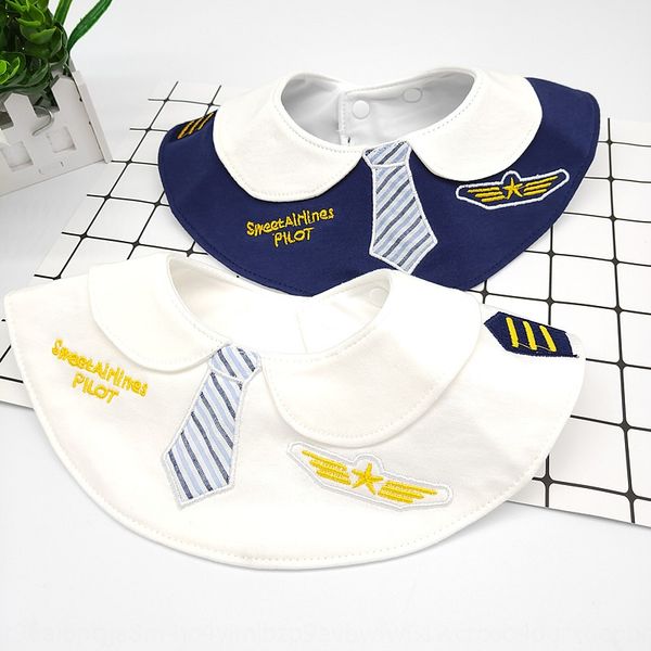 

0tcqm baby ins style 360 round rotating pure cotton bib waterproof embroidery pilot saliva towel embroidered saliva towel animation baby bib