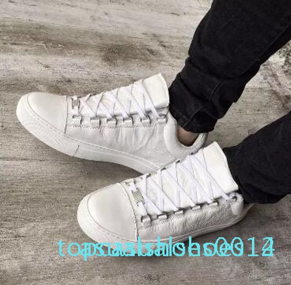 

brand arena low sneaker white genuine leather matte bottom kanye west casual dress wedding party walking flats 39-46 c14, Black