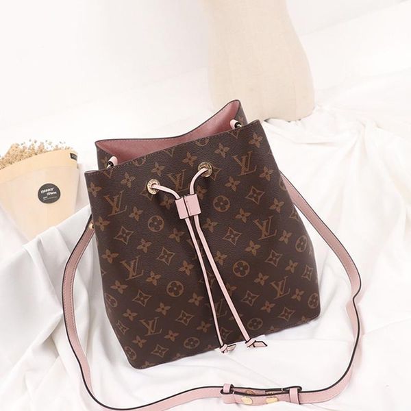 

fast delivery womens bags luxury type leather bucket bag handbag drawstring lady shoulder bags vintage classic messenger crossbody bags