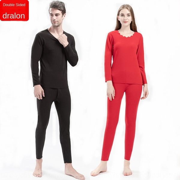 

новые осенние одежды осень брюки пригонки удобные мужские термобелье и бархат набор термобелье женщин, Black;white