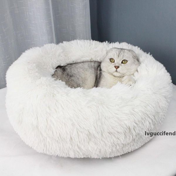 

50cm-70cm long plush super soft pet bed kennel dog round cat winter warm sleeping bag puppy cushion mat portable cat supplies t200101