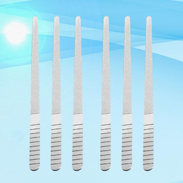 

6pcs double-sided nail files stainless steel nail filers art grinding tool sanding manicure pedicure tool for polishing buf