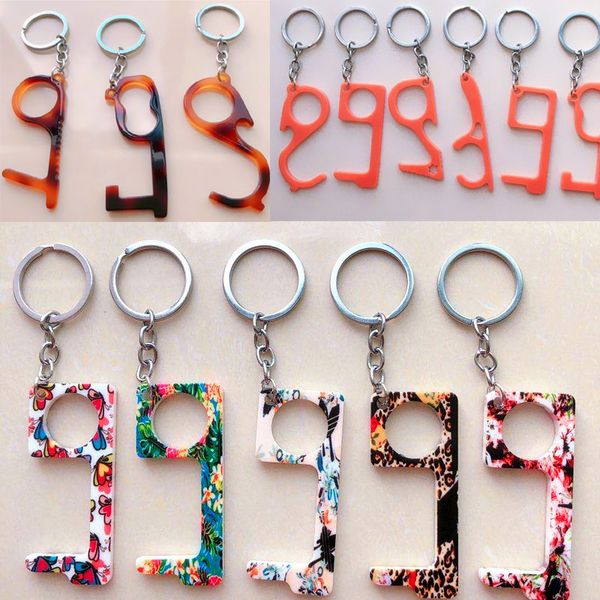 

many style acrylic no touch door hook flower printing touchless door opener press elevator tool