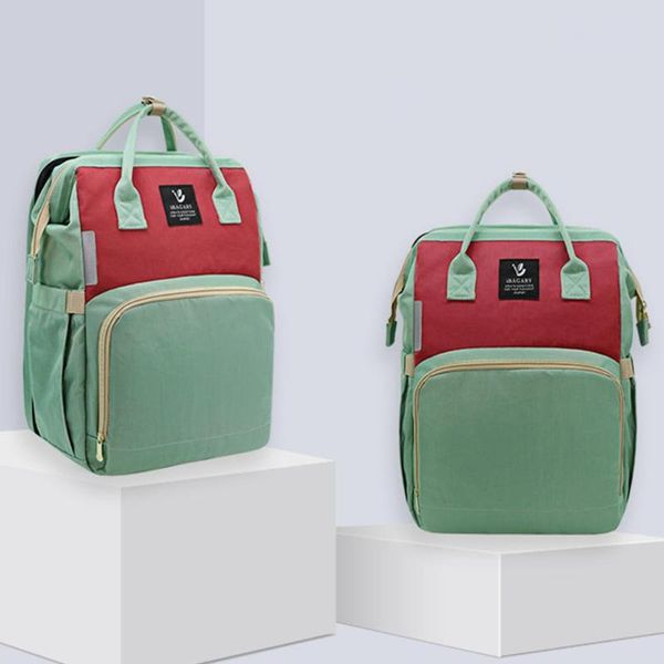 

portable 3-in-1 foldable baby bed travel diaper bag large capacity baby mommy backpack for travel mutifunctional bag