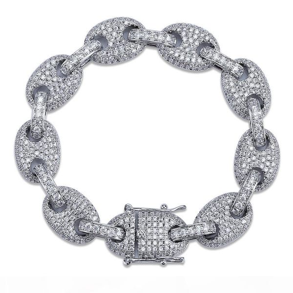 

luxury designer jewelry mens gold bracelets charm bangles hip hop iced out diamond tennis bracelet pandora style bracelet love link chain, Black