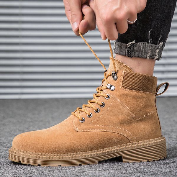 

high fashion snow boots men's 2020 designer shoes men luxury boots men versatile lace up walking, Black