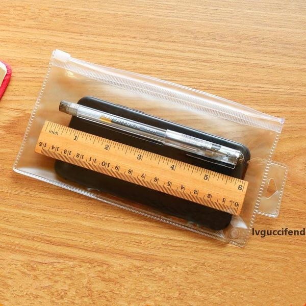 

pvc transparent frosted envelope binder pocket pen bag plastic waterproof underwear bag with hole 20cmx10.5cm lz1937