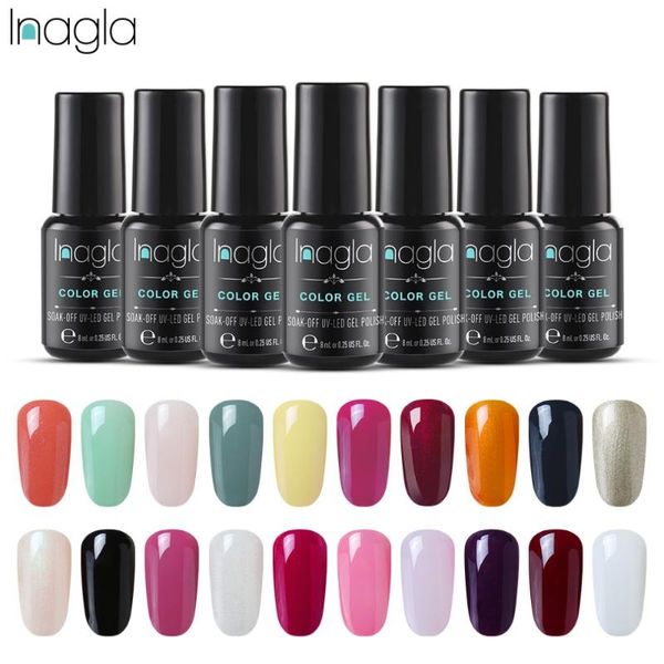

inagla gel polish set uv vernis semi permanent primer coat 8ml pure gel varnish nail art manicure lak polishes nails, Red;pink