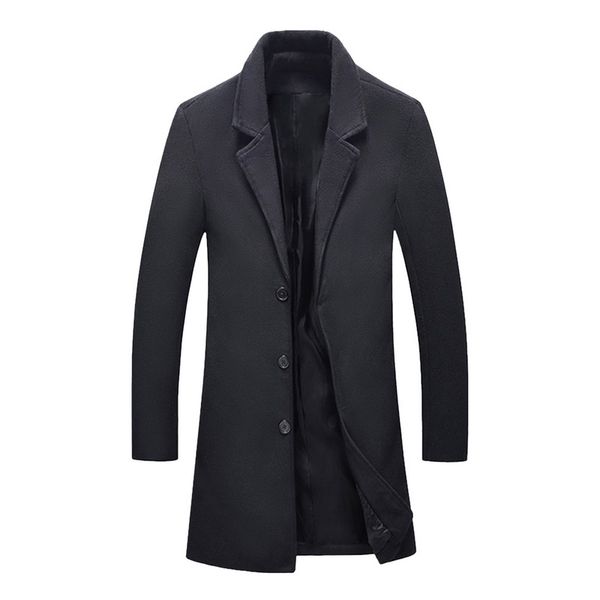 

men's wool & blends autumn winter long coat men warm black business overcoat mens stylish woolen jacket parka