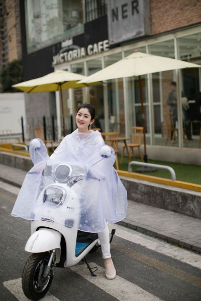 

single conjoined transparent raincoat cloak bicycle electric bicycle waterproof poncho white raincoat, Red;brown